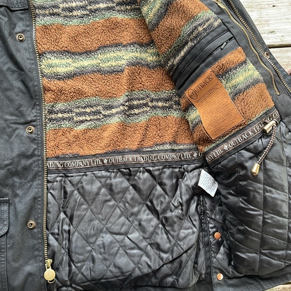 Fleece Lined Zip Up Button Down Vest by Outback Trading Co w/ Genuine Oilskin - Picture 6 of 7